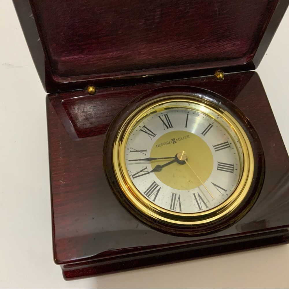 Howard Miller wooden burgundy quartz battery clock
